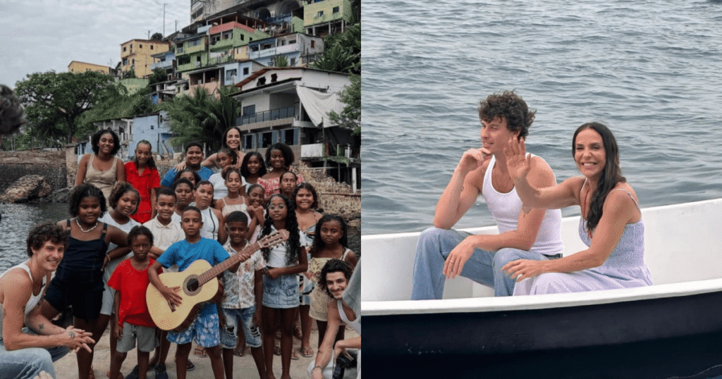 Ivete Sangalo grava com Shawn Mendes na Gamboa, na Bahia