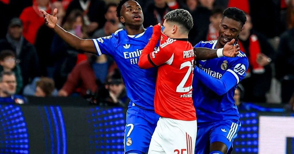 Champions: Real Madrid vence Benfica com gol de Vini Jr., que acusa racismo