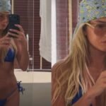 Deborah Secco exibe bronzeado ao posar de biquíni azul