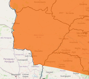 MS tem alerta de chuva intensa e ventos de até 100 km/h até segunda