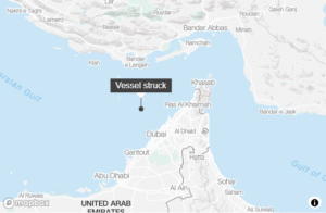 Navio de carga é atingido próximo ao Estreito de Ormuz
