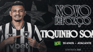 Botafogo anuncia retorno de Tiquinho Soares ao clube; veja detalhes
